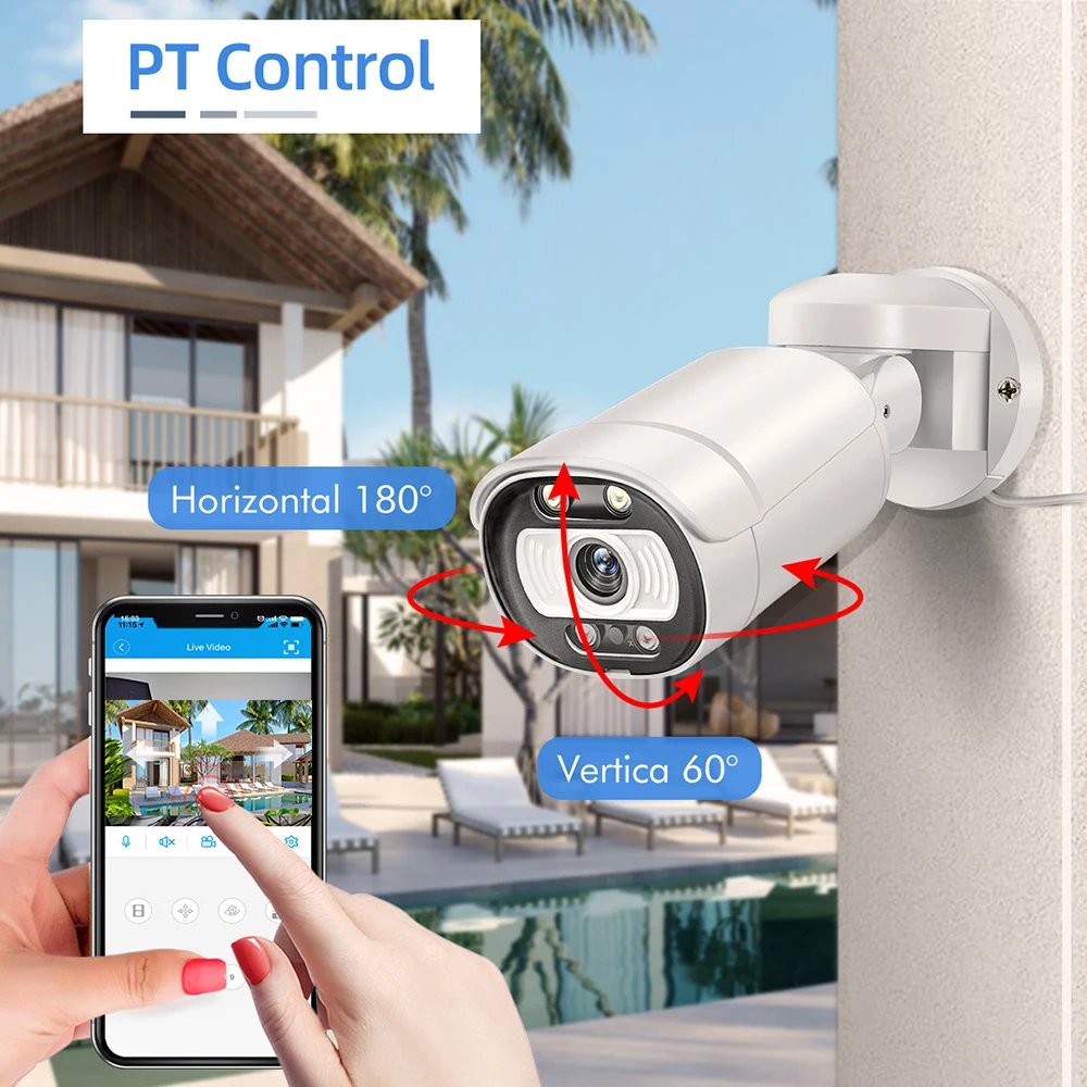 New Ai Smart 5MP POE IP PTZ Camera Two Way Audio Color Night Vision Outdoor Waterpfoof Bullet H.265 Video Surveillance Camera