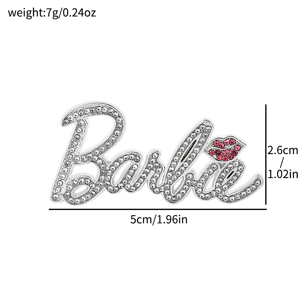 Fashion Barbie Metal Brooch Y2K Kawaii Girls Crystal Button Badge Anime Ladies Party Wedding Jewelry Accessories Gifts