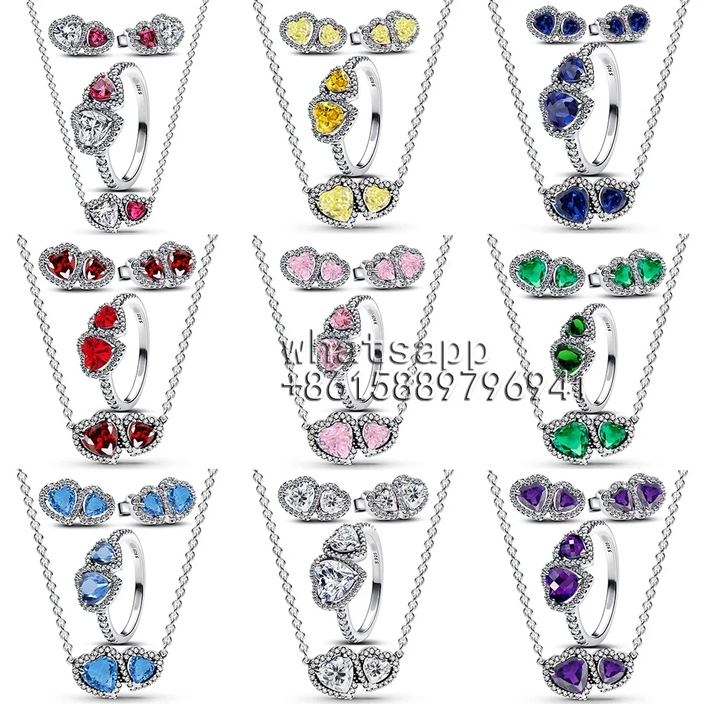 

2025 High-quality fashion classic 7mm&6mm Love double gem inlaid jewelry set for daily wear