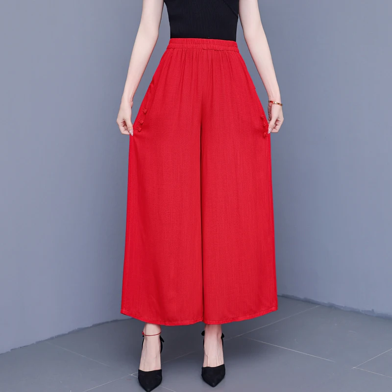 

Summer Wide Leg Pants Women 2024 New Loose Cotton Linen High Waist Oversize Pants Female Summer Clothes High Quality