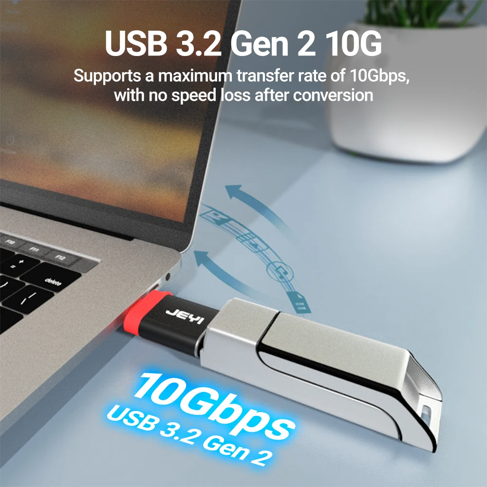 JEYI USB 3.2 to Type C OTG 10G Adapter, 36W Fast Charge Type C to USB 3.2 Converter,  Male C to C 40Gbps Support Thunderbolt 3