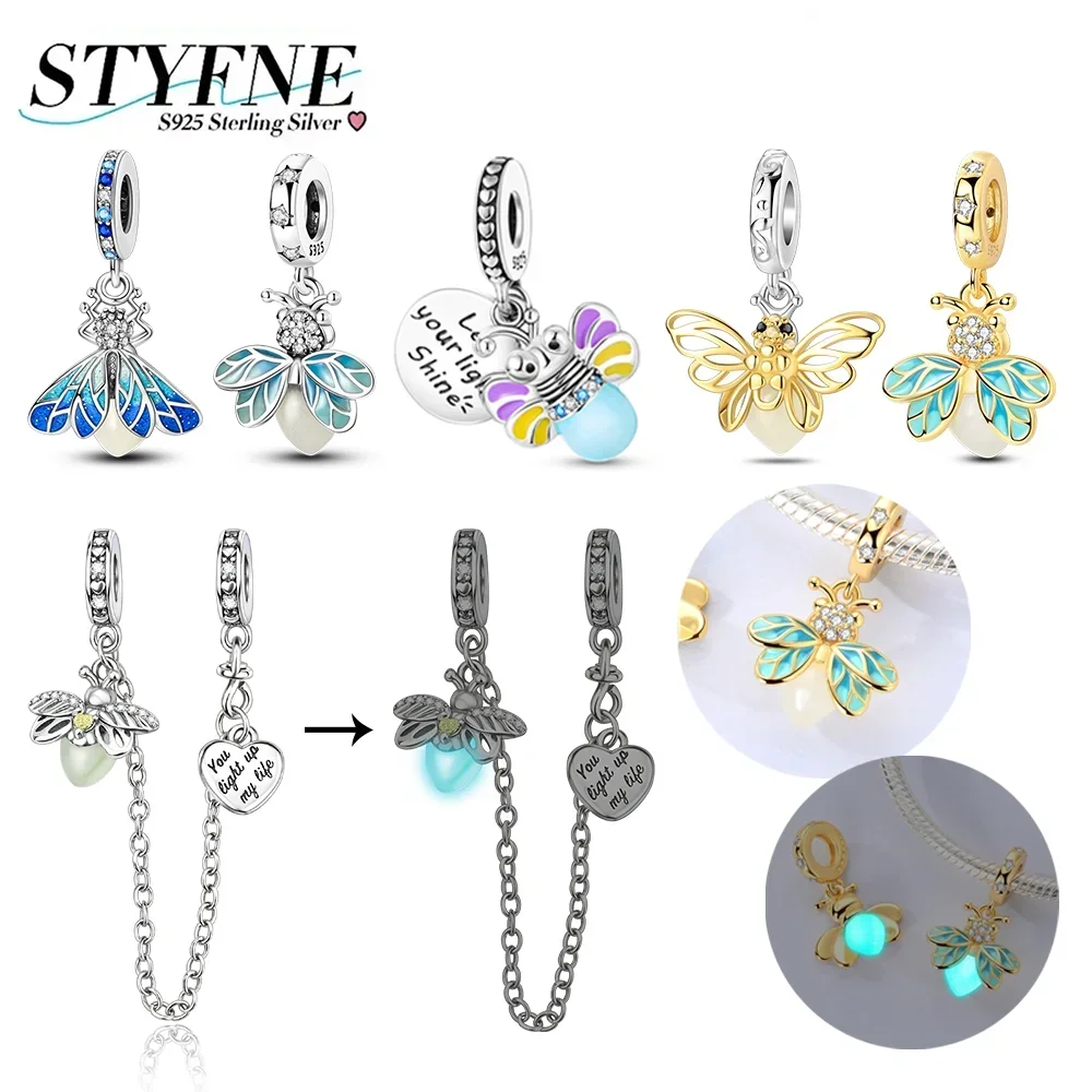 

Изысканные подвески из стерлингового серебра 925 пробы, оригинальные светящиеся светлячки, пчелы, подвески, бусины, подходят для браслетов, ювелирные изделия своими руками, подарок для женщин