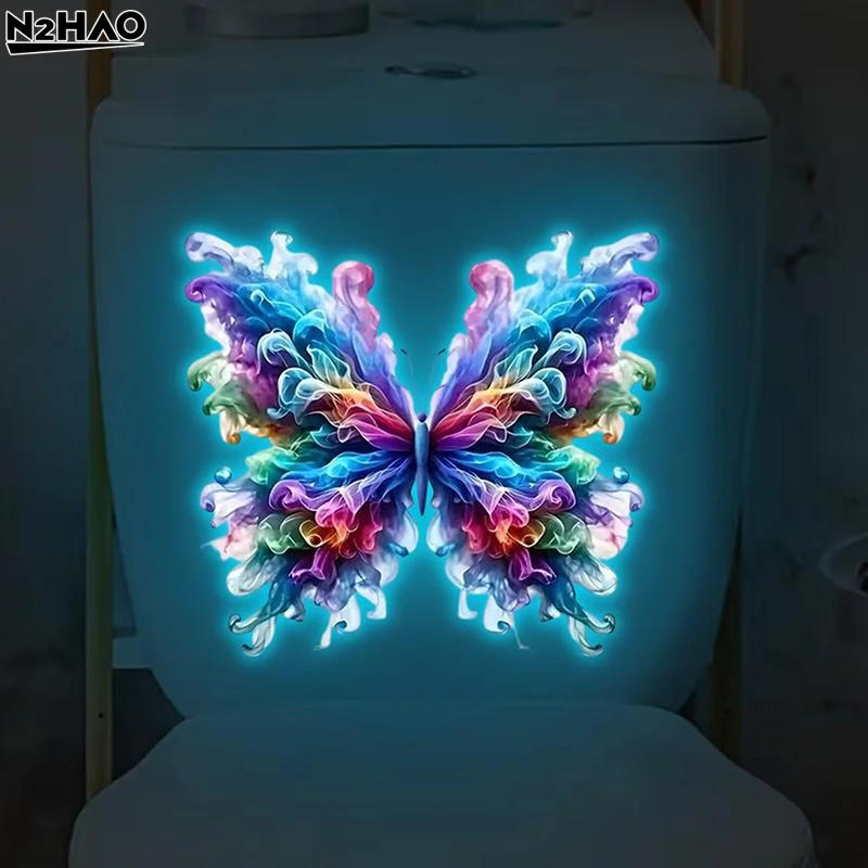 Luminous Colorful Butterfly Wall Sticker, Glow-In-The-Dark Toilet Sticker, Self-Adhesive And Waterproof, A Great Home Decor