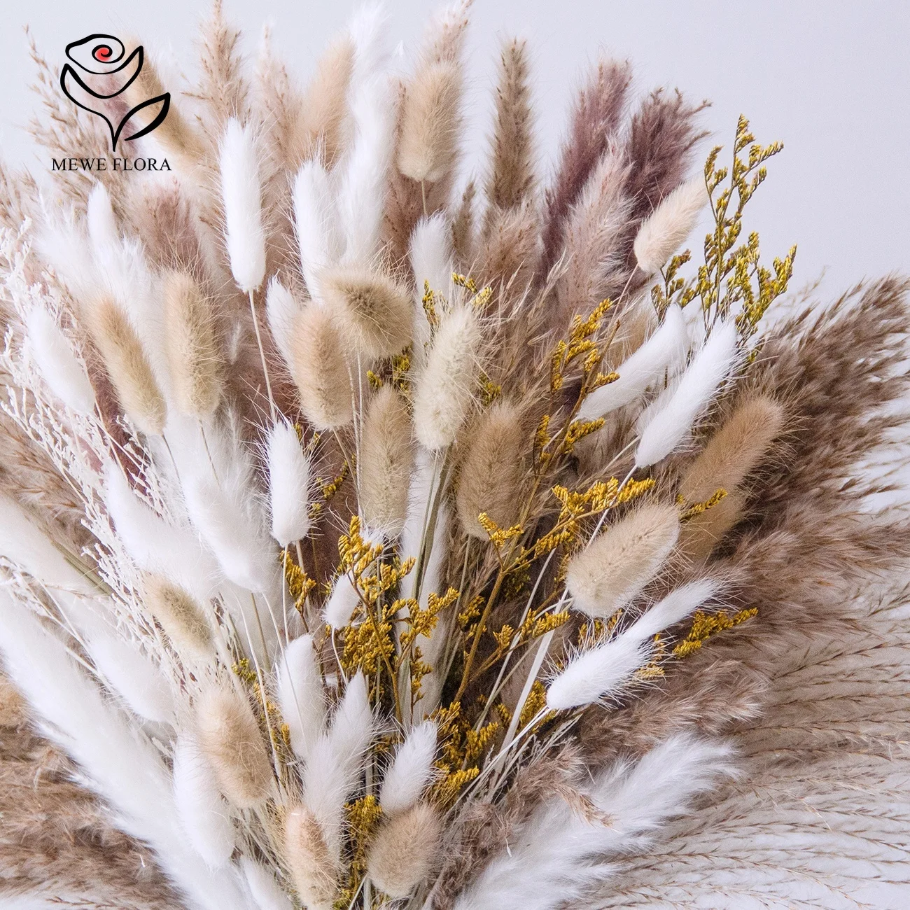 100pcs Dried Flower Pampas Bunny Rabbit Tail Bouquet Wedding Party Decoration Natural Limonium Lover Grass Boho Home Vase Decor