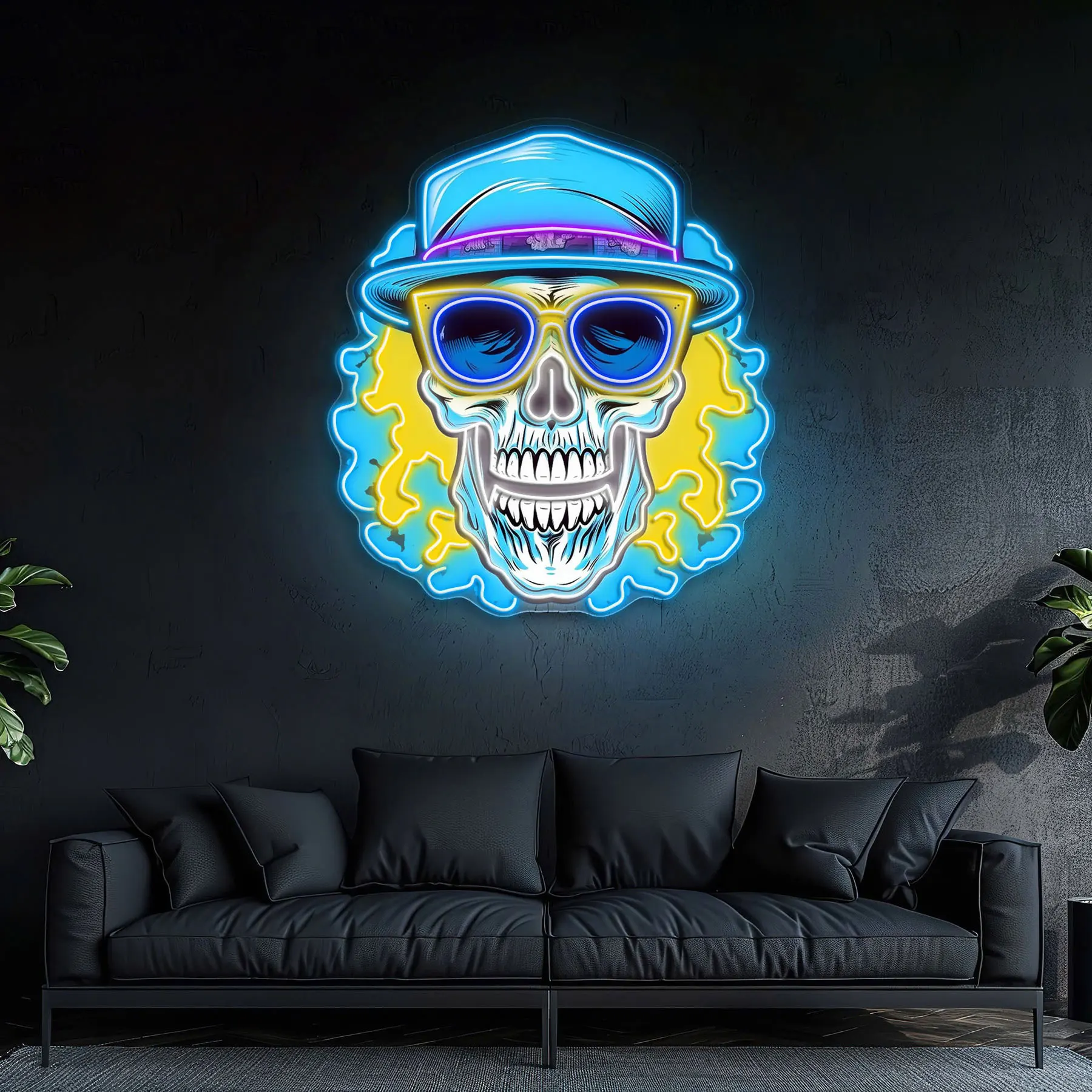 

Anime Skull Neon Sign Wall Art Decor Game Room Bedroom Sign for Boys Birthday Gift Skull Bar Club Beer Neon