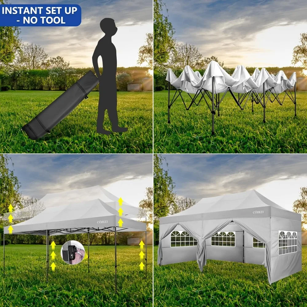 Imagem -06 - Heavy Duty Pop up Canopy Tent com Lados para Festas Easy up Tendas Comerciais ao ar Livre Festa de Casamento Vento Toda a Temporada 10x20