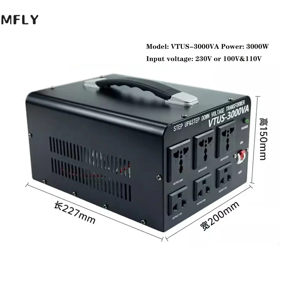 VTUS-3000VA Single-phase voltage regulator 3000W input 220v to 110V  step-up and step-down power supply