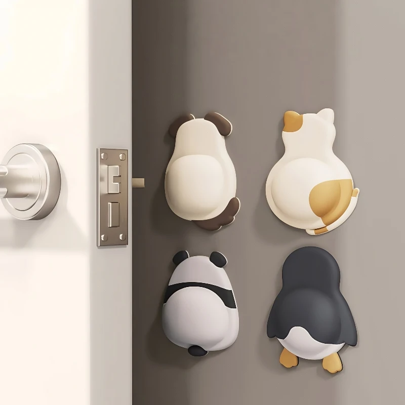 Cute Pet Door Barrier Anti collision Pad Soft Rubber  Sticker  Artifact Refrigerator Rear Barrier Wall Sticker Buffer Pad
