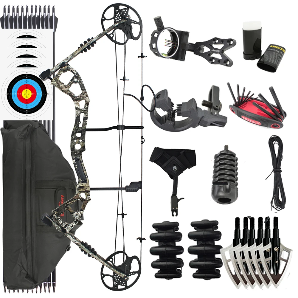 

Compound Bow 0-70lbs Archery Pully Bow CNC Aluminum Alloy Bow Riser Right Hand Outdoor Shooting Carbon Arrow Hunting Training