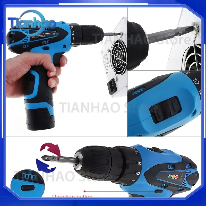 High Quality 16.8V Cordless Electric Screwdriver Two-Speed Drill Portable Rechargeable Lithium Battery Multi-function Power