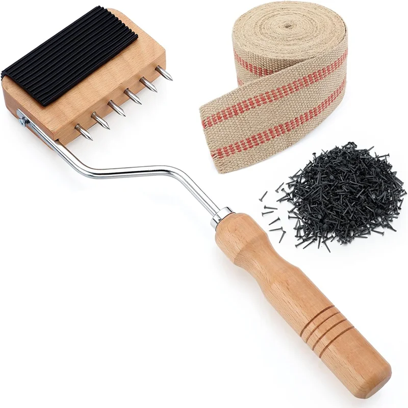 

A95I-Набор инструментов для обивки-деревянная ручка, лента из мешковины 3,5 дюйма, 10 ярдов, кнопки для обивки-мебель для ремонта стула, набор для рукоделия