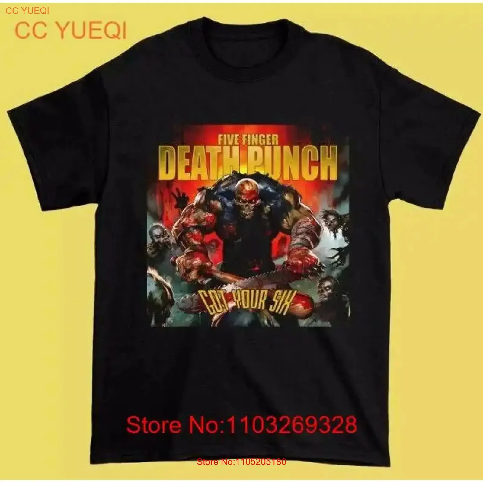 Five Finger Dth Punch Got Your Six Black All size T Shirt vintage Washed Top For Everyday Wear Unisex Stylish graphic homme
