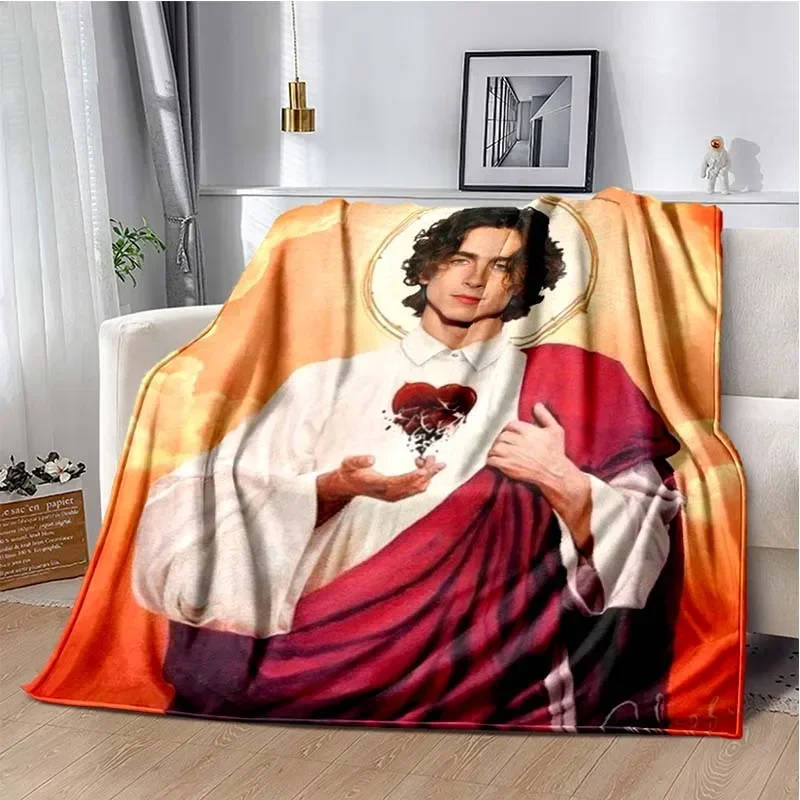 Timothee Chalamet Actor 3D HD Blanket Star Art Flannel Soft Warm Throw Blanket for Bed Bedroom Sofa Picnic Blanket Gift for Fans