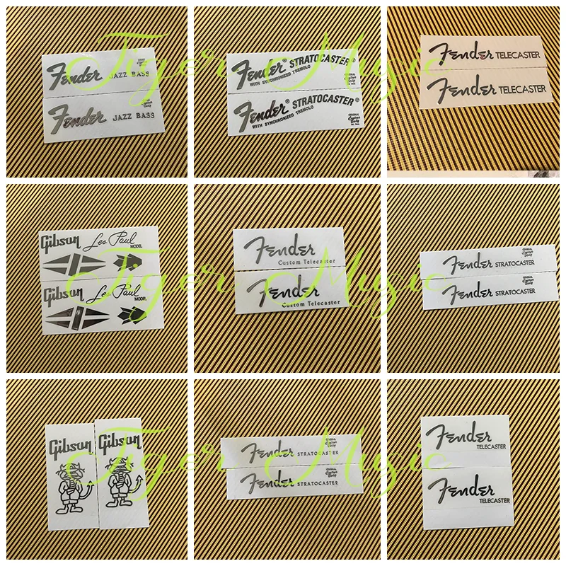 2 uds DIY personalizado plata 3D material de metal guitarras eléctricas guitarra cuello cabeza cabezal pegatina calcomanía diy