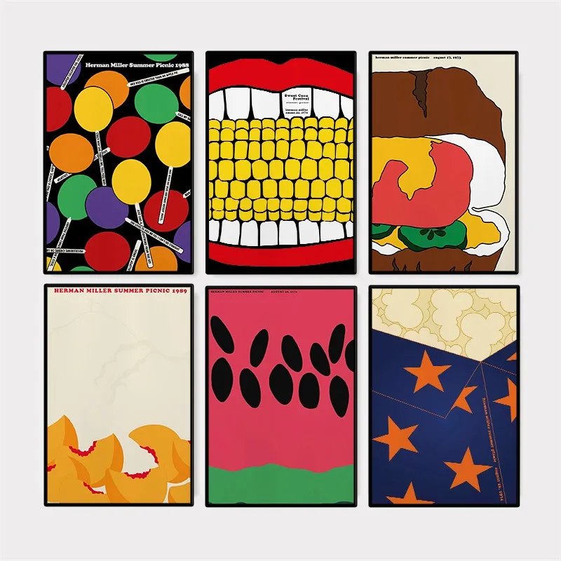 Póster y Lienzo Decorativo de Arte Pop Moderno Clásico de Herman Miller, con Diseño de Picnic de Verano, para Decoración de Paredes de Sala de Estar y Hogar