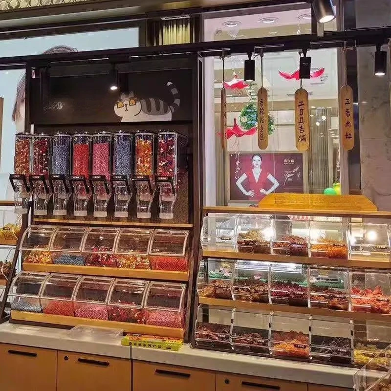 Supermarket Dried Fruit Display Box Nut Fried Goods Transparent Candy Display Grains Pull-down Gravity