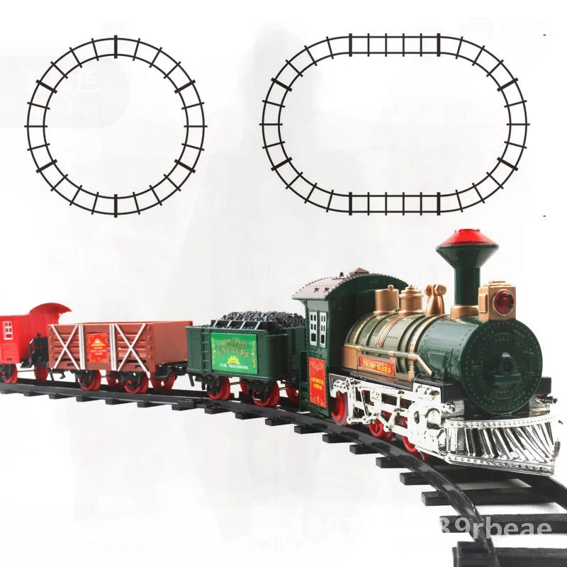 Electric Rail Car Toy for Kids Simulation Christmas Train with Music & Lighting Features Unisex Plastic Model for Children Aged