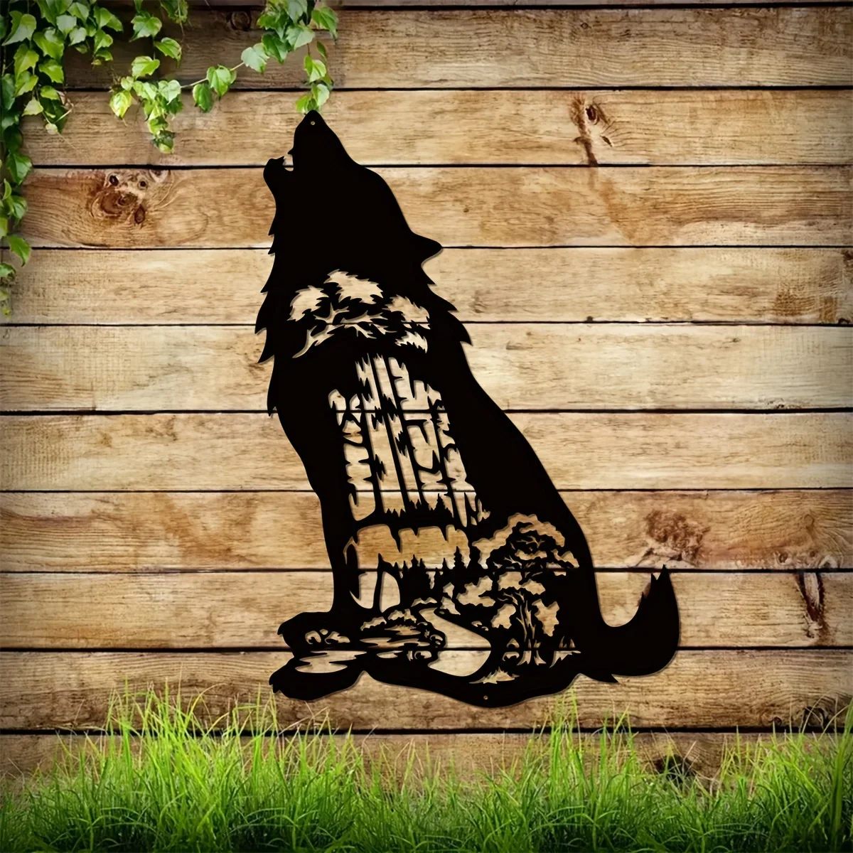 1pc Wolf Wand dekoration, Wolf Monogramm Metall Zeichen Kunst, Wolf Hobbie Wandbehang, Wald und Wolf Metall Kunst Zeichen, Geschenk für ihn