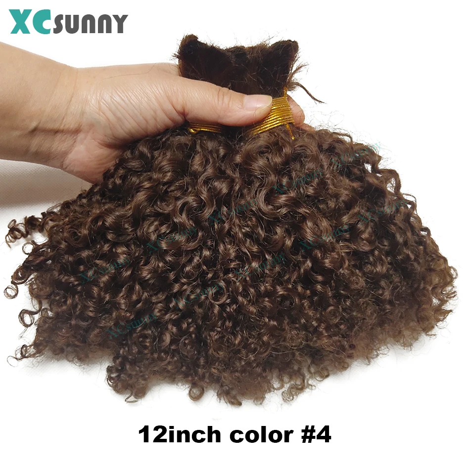 Kinky Curly Bulk Human Hair For Braiding Hair Extensions Bundles Bulk Curly Hair For Boho Knotless Braids Double Drawn