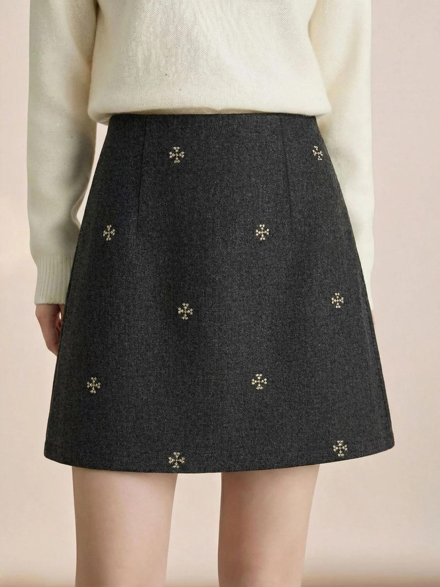 Korean Style Heavyweight Woolen A-Line  Skirt for Women Autumn New Design Sensation High Waist Short Skirt plus Size