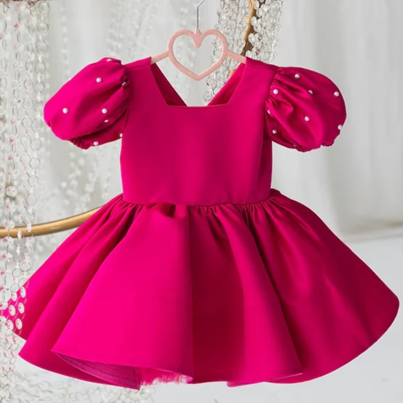 

Fuchsia Princess Luxury Formal Dress Girls Birthday Party Puffy Gown Hostess Performance Pageant Banquet Flower Girl Outfits