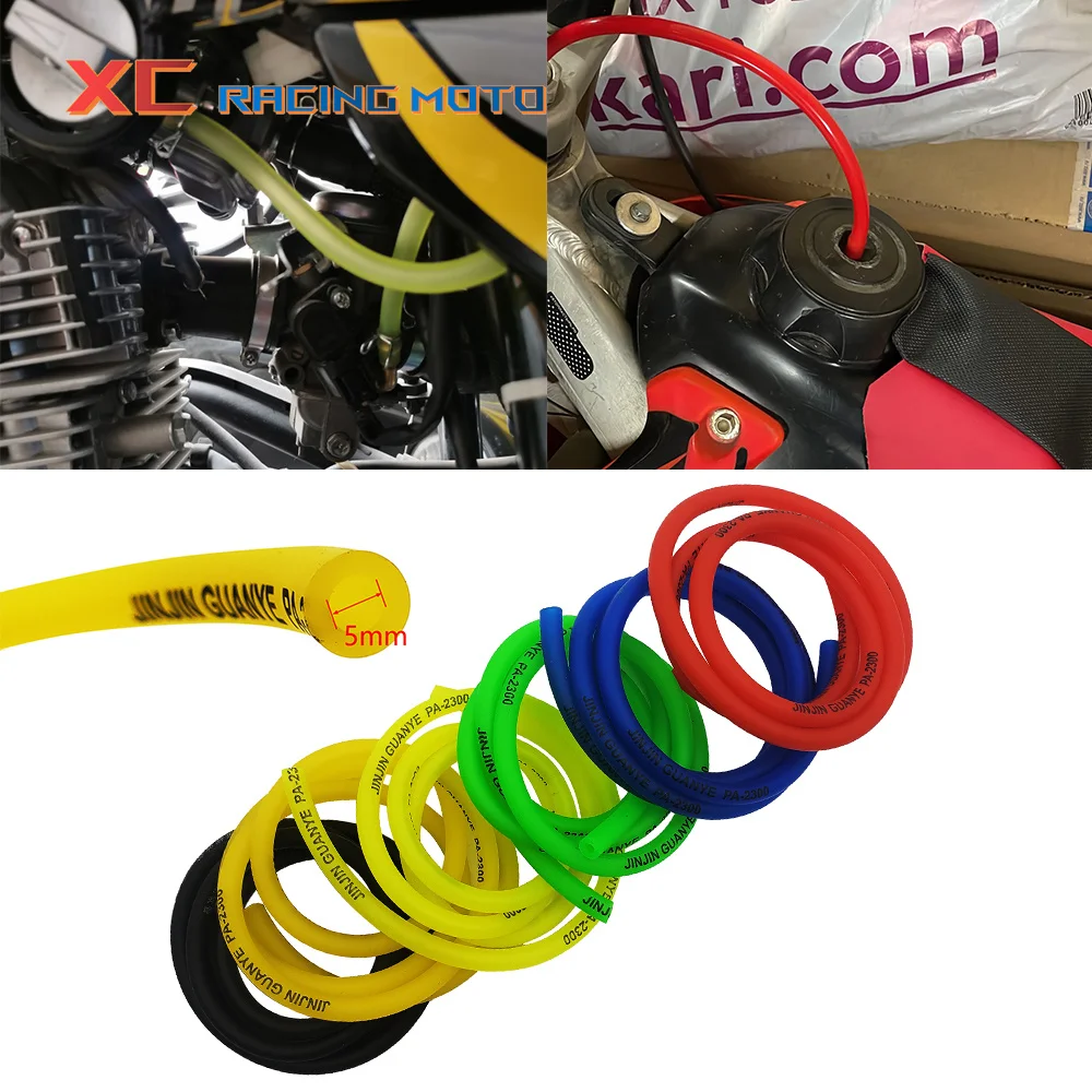 6 Colors Optional 1Meter Rubber Motorcycle Hose Petrol Fuel Line Hose Gas Oil Pipe Tube For KTM Honda Yamaha Kawasaki Suzuki ATV