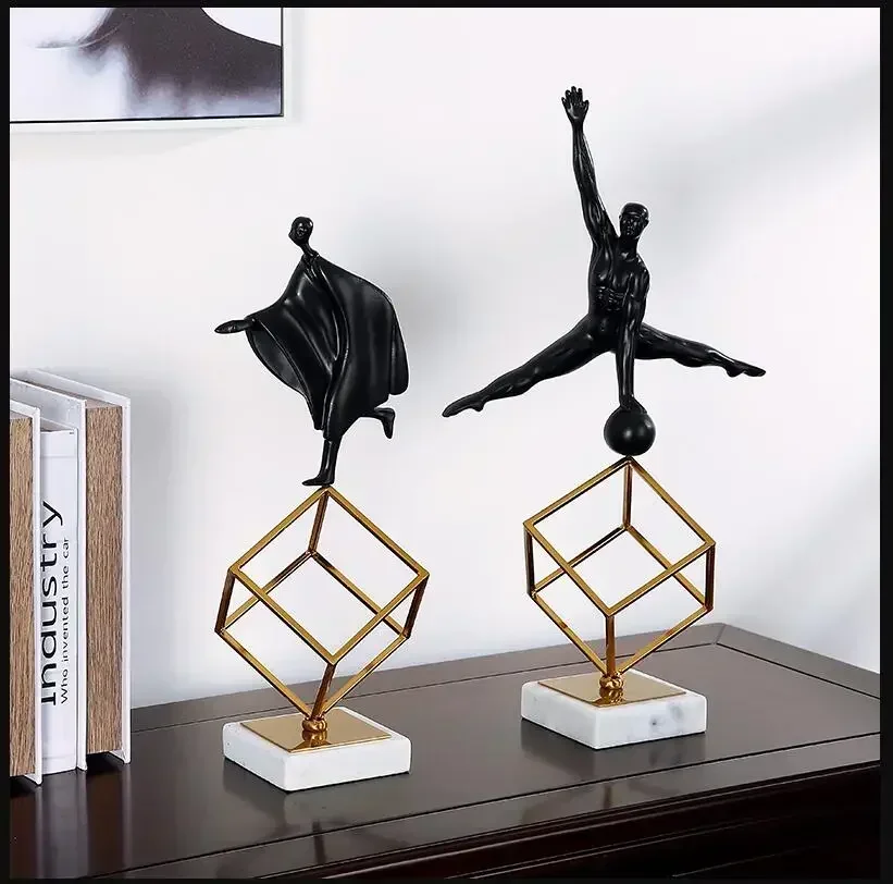 

Creative Home Fengshui Metal Ornament Crafts Desk Dining Room Resin Sportsman Character Statue Decoration Office Table Figurines