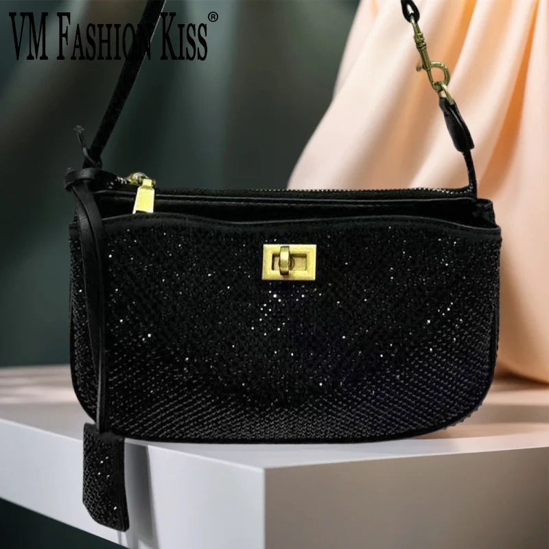 

Женские сумки с бриллиантами, квадратная сумка, высококачественная мягкая кожаная сумка через плечо с золотыми пуговицами, роскошная универсальная сумка подмышками