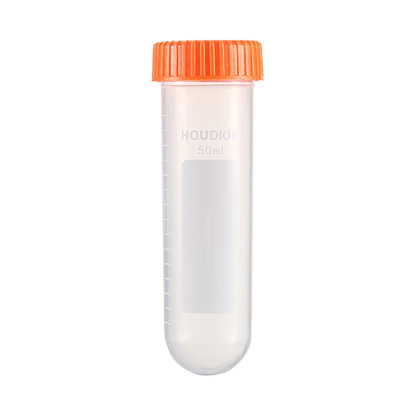 Tubo de ensayo de plástico con tapón de rosca, tubos de congelación para laboratorio, graduación, centrífuga, viales de volumen, 25 unids/bolsa, 50ml