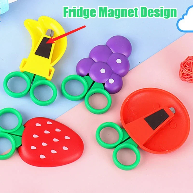 1Pc Cute Cartoon Fruit Vegetable Kid Scissors Office Paper Cutter Mini Student Stationery Scissors School Supplies Fridge Magnet