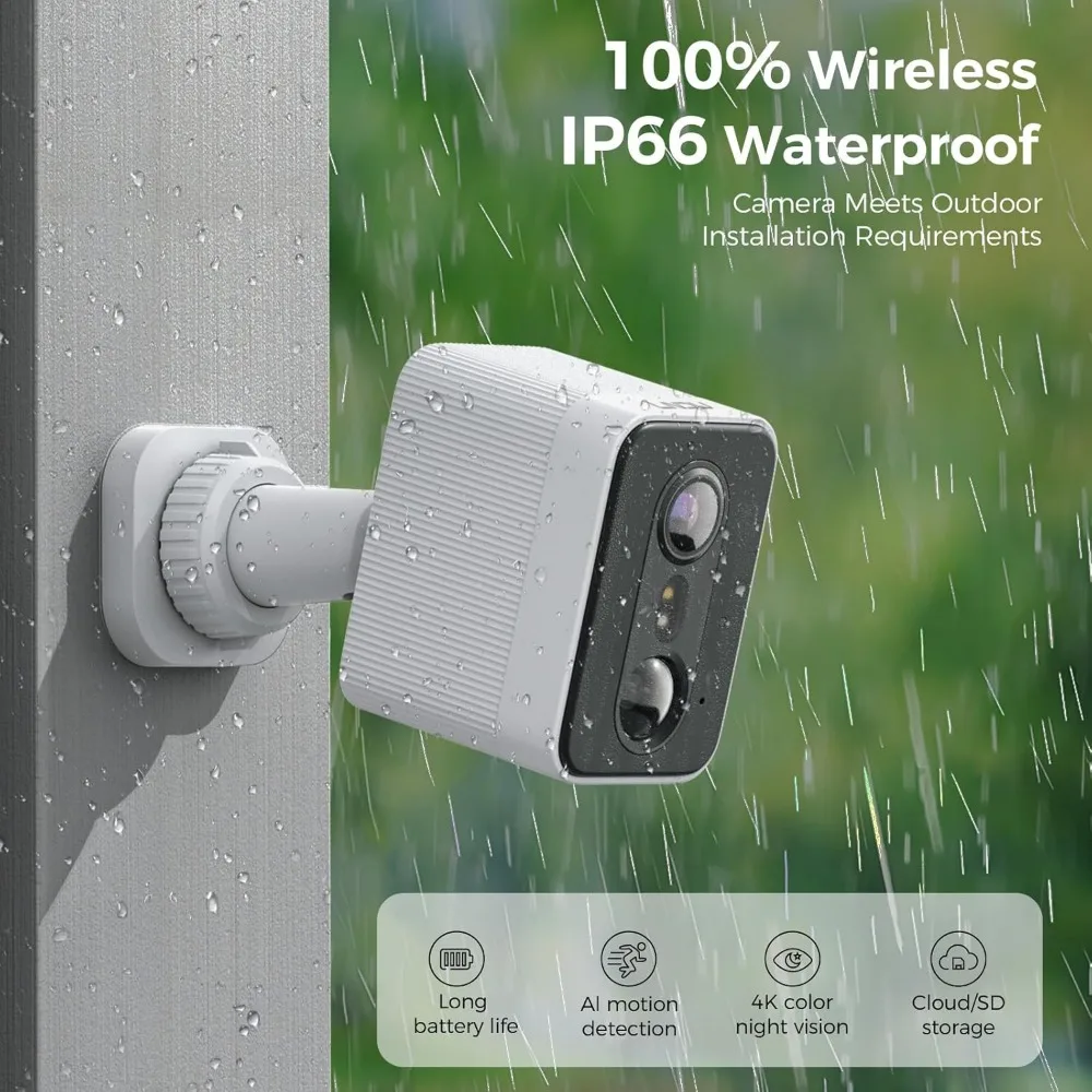 Telecamera di sicurezza wifi 4K - 143 ° fov - visione notturna a infrarossi - rilevamento doppia identificazione pir+radar - conversazione bidirezionale - alexa e googl