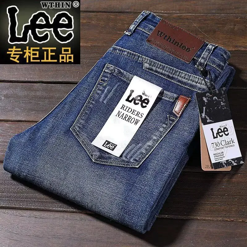 

Wthinlee New Business Men's Jeans Casual Straight Stretch Fashion Classic Blue Black Work Denim Trousers Male Brand Clothing