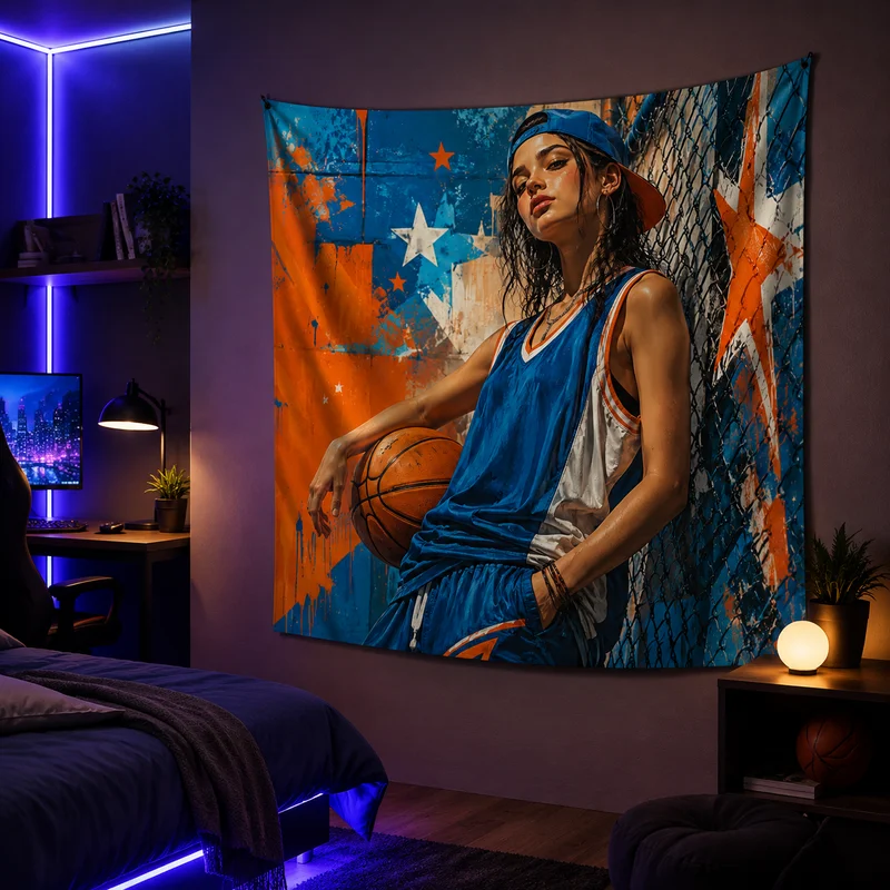 VIKAMA Graffiti Street Style Tapestry, Cyberpunk Teen Spray-Painted Wall Hanging, Wall Decoration for Bedrooms and Game Rooms