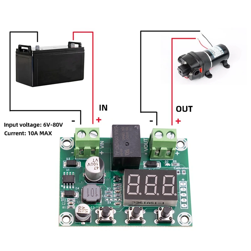 Módulo de protección de voltaje CC de batería de ABFT-3X 6V-80V Placa de protección de salida de desconexión de batería de bajo voltaje de alto voltaje