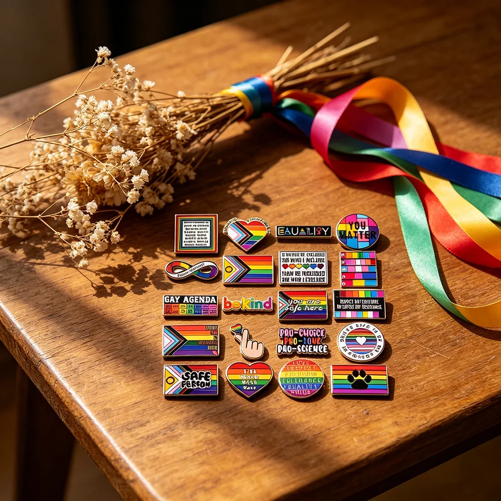 Rainbow LGBT Encourage Letters Enamel Brooches Gay Lesbian Asexual Transgender Adaptive Lapel Pin Jewelry Gifts Accessories