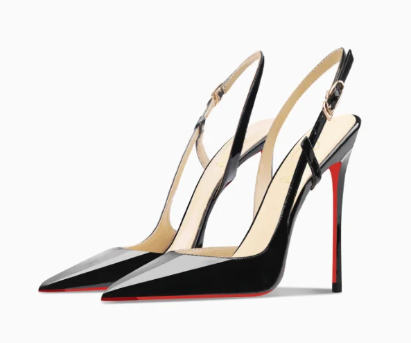 Rose red satin back tripe buckle sandals for women's new style slim heel and sexy European and American style single shoes