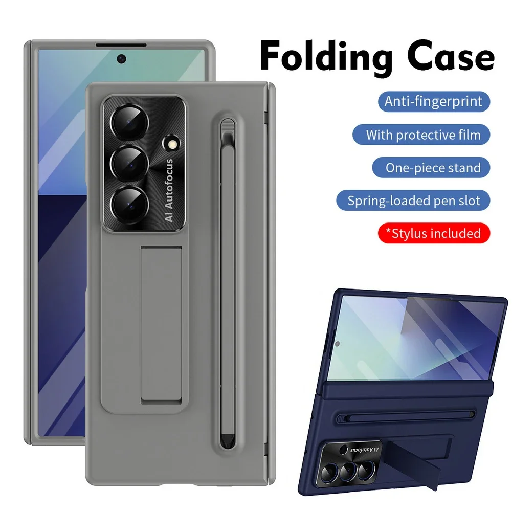 

Многофункциональный складной чехол для телефона с ремешком на запястье из закаленного стекла для Samsung Galaxy Z Fold 7 6, защитный чехол для камеры