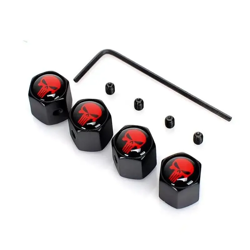 HOT Anti Theft Punisher Skull Emblem Car Wheel Tire Valve Cap Stem Air Cover Car Styling Truck Car Motorbike Accessories