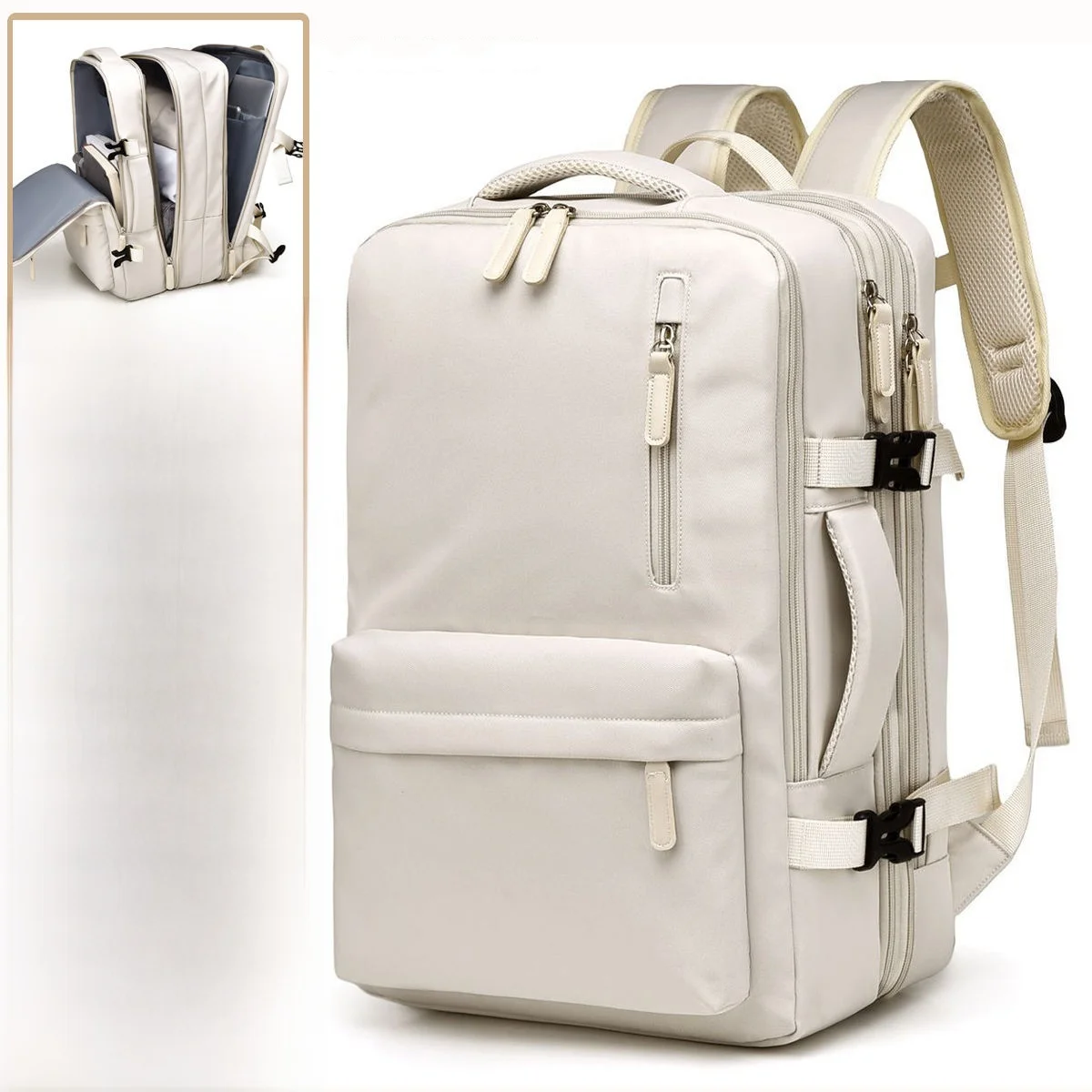 Macaron Color Expandable Dual Shoulder Backpack Large Capacity Lightweight Travel Bag for Men And Women University Students