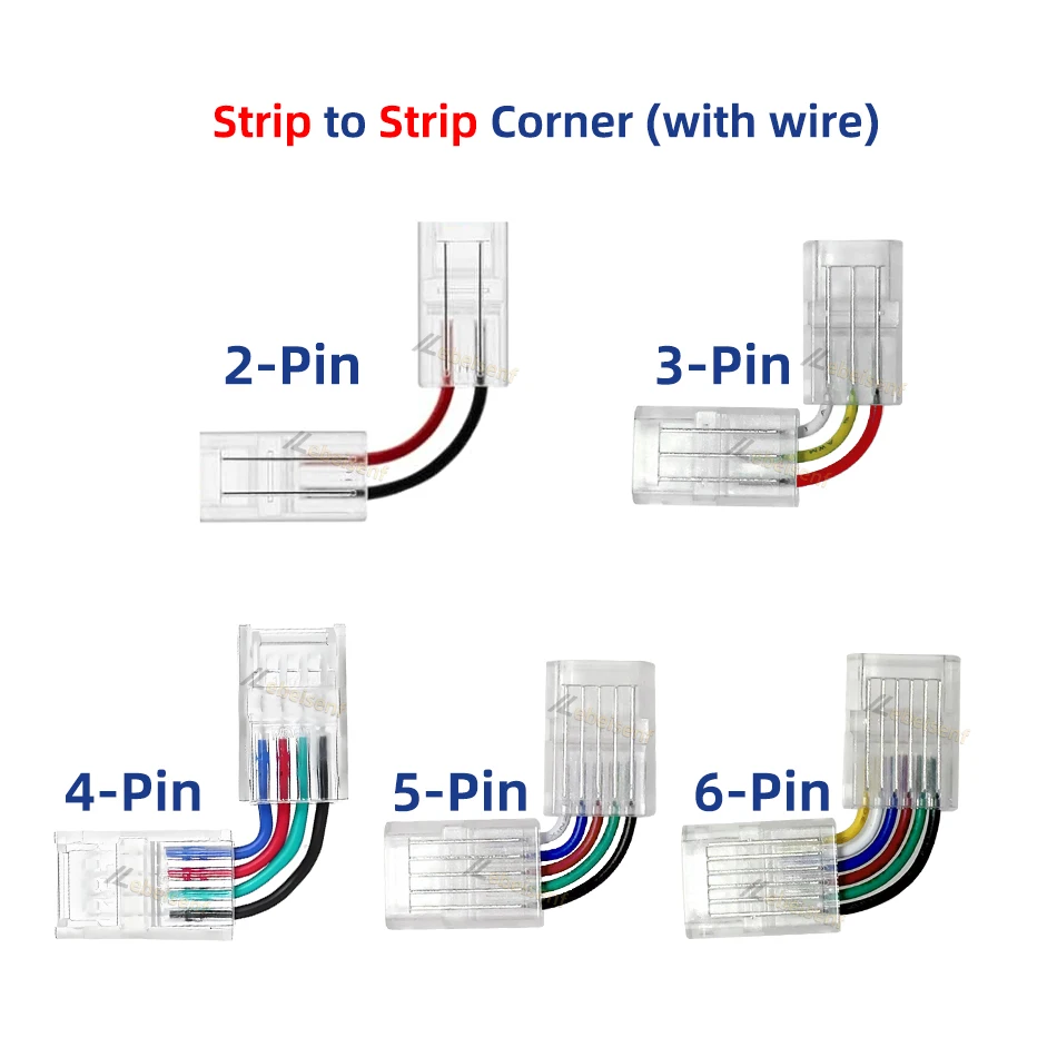 8mm 10mm 2Pin 3Pin 4Pin 5Pin 6Pin 12mm IP20 IP65 Taśma LED do pasków lub linii Szybkozłączki Przedłużacz Przewód Zaciski Złącza