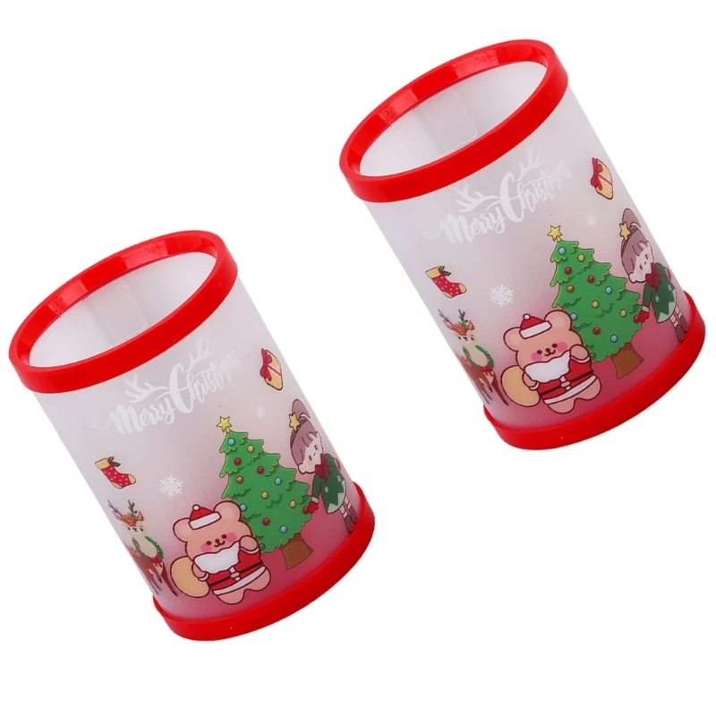 Cartoon Christmas Pencil Pen Holder Space Saving Pencil Cup Pen Container Remote Control Holder for Desk Decorations