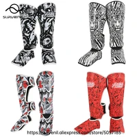 Espinilleras Kickboxing Muay Thai almohadillas de protección del empeine de la pierna hombres MMA Kicking Sparring BJJ Karate boxeo Taekwondo equipo de entrenamiento