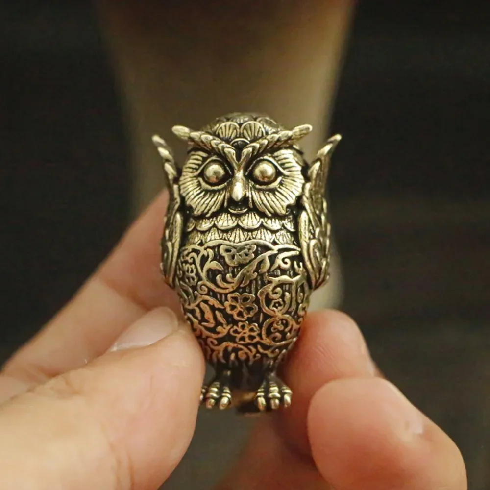 3/5 pcs Vintage Brass Owl Statue Halloween Wisdom Bird Sculpture Animal Figurine Gothic Desktop Bookshelf Home Decor Gift
