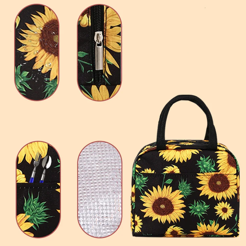 断熱ランチバッグポータブル厚手のアルミ箔鮮度保持ランチボックス収納ハンドバッグ旅行食品弁当パックボルサテルミ