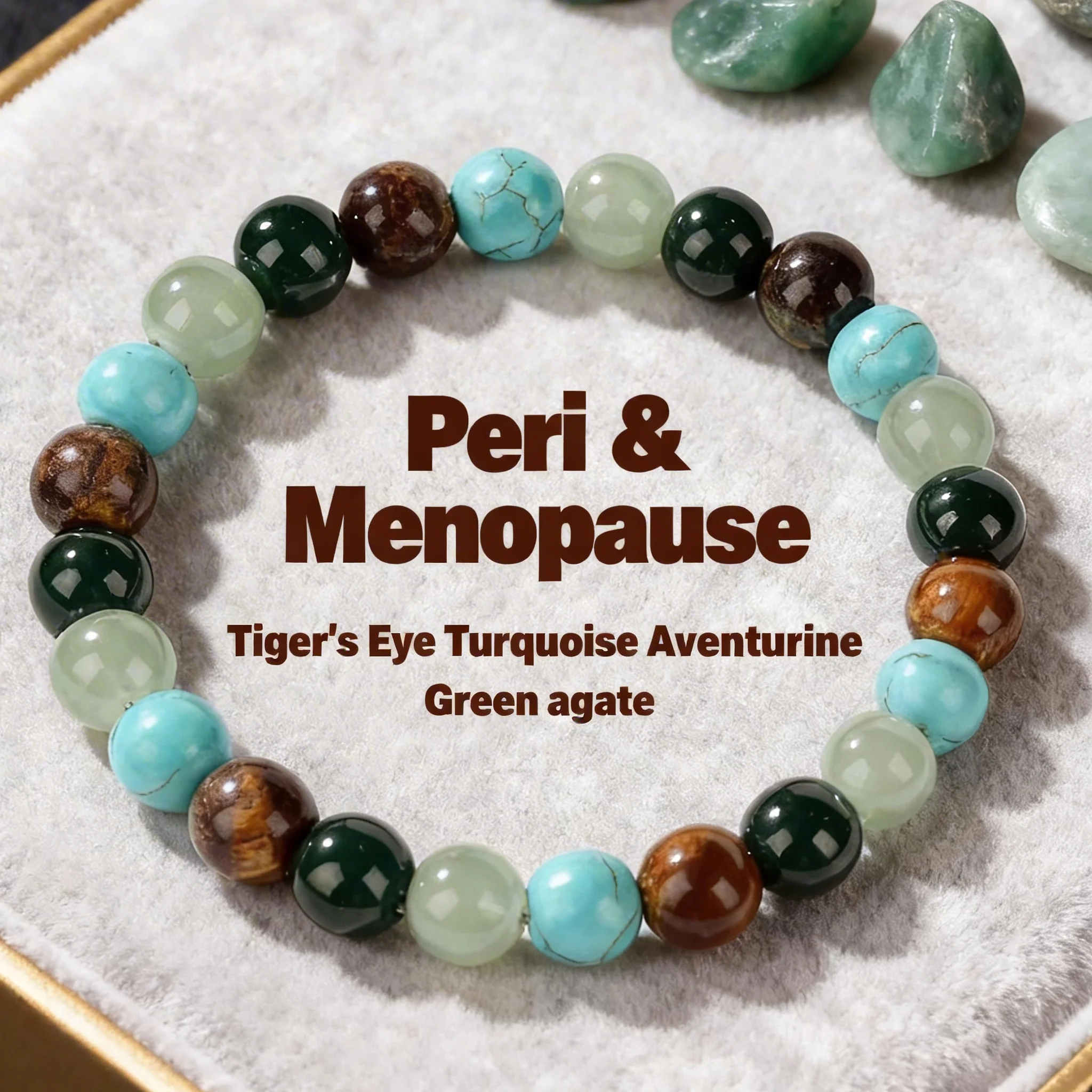 Spring Boho Summer Accessories Blue Turquoise Nature Stone Bracelets for Gifts Energy Charm Peri & Menopause Bracelet 2.2
