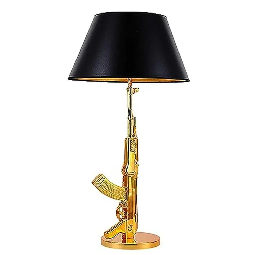 Luxurious AK47 Gold Gun Table Lamp Bedroom Hotel Living Room Office Party Modern Art Design High Quality Metal Frame Fabric