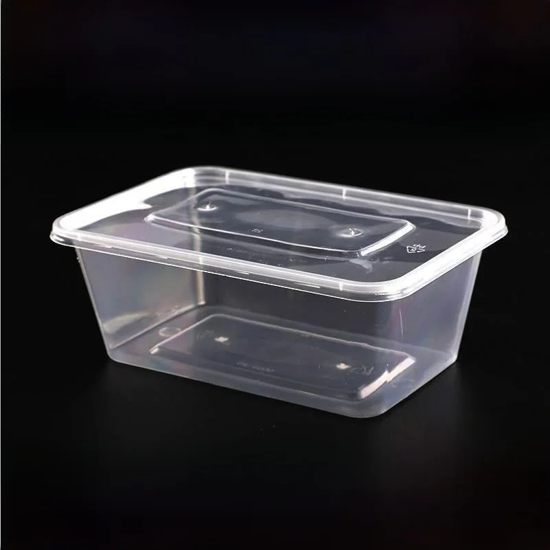 Caja de Plástico Transparente Rectangular y Redonda de 000ml para Llevar Comida, Apta para Microondas, Caja para Arroz, Envase de Alimentos, Duradera