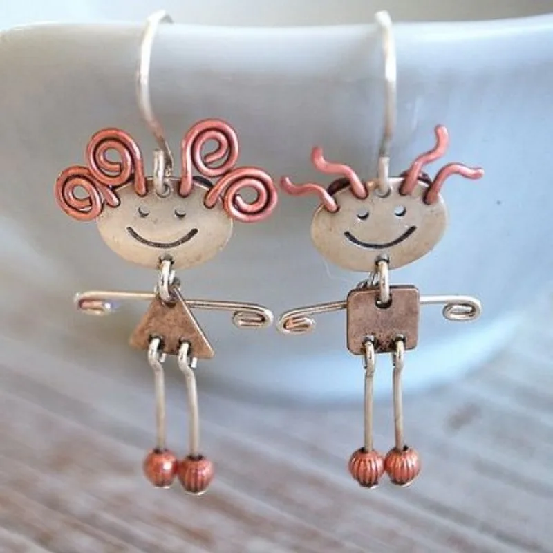 Vintage  Earrings, Ladies' Music Festival Casual Dressing, Good Object Personality, Asymmetric Curly Hair Styling Earrings