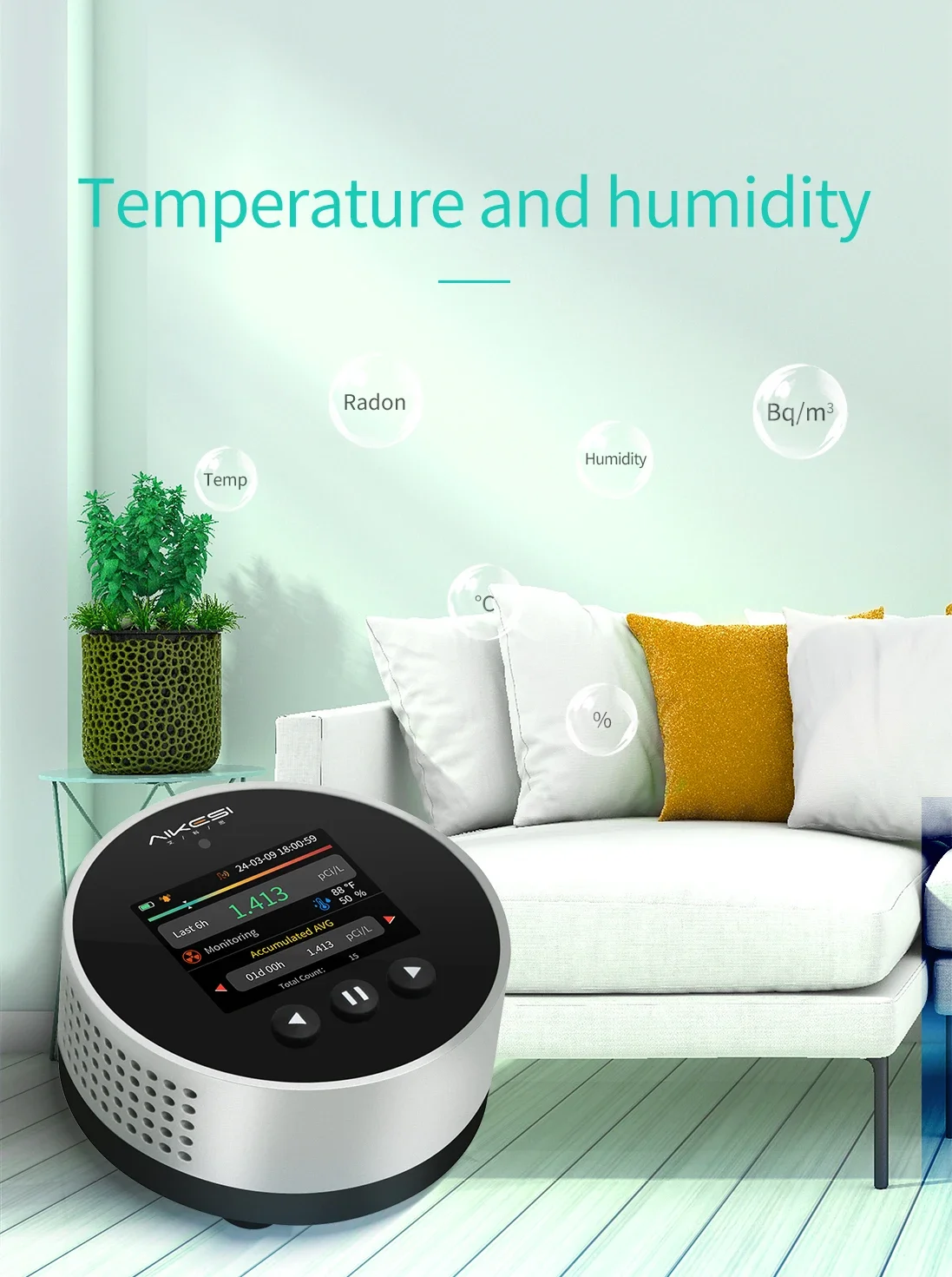 ラドン検出器 OEM スマート空気質ラドン半導体モニターセンサー パルスアルファ分光検出器