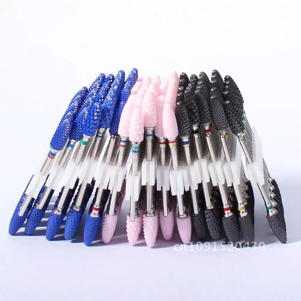 10pc/Set Pink Ceramic Milling Cutter Nail Drill Bits for Manicure Drills Electric Cuticle Remove File Nail Art Tools Accessories